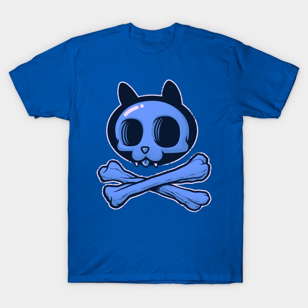 Cute Cartoon Cat Skull & Bones Adorkable Kitten T-Shirt by kgullholmen